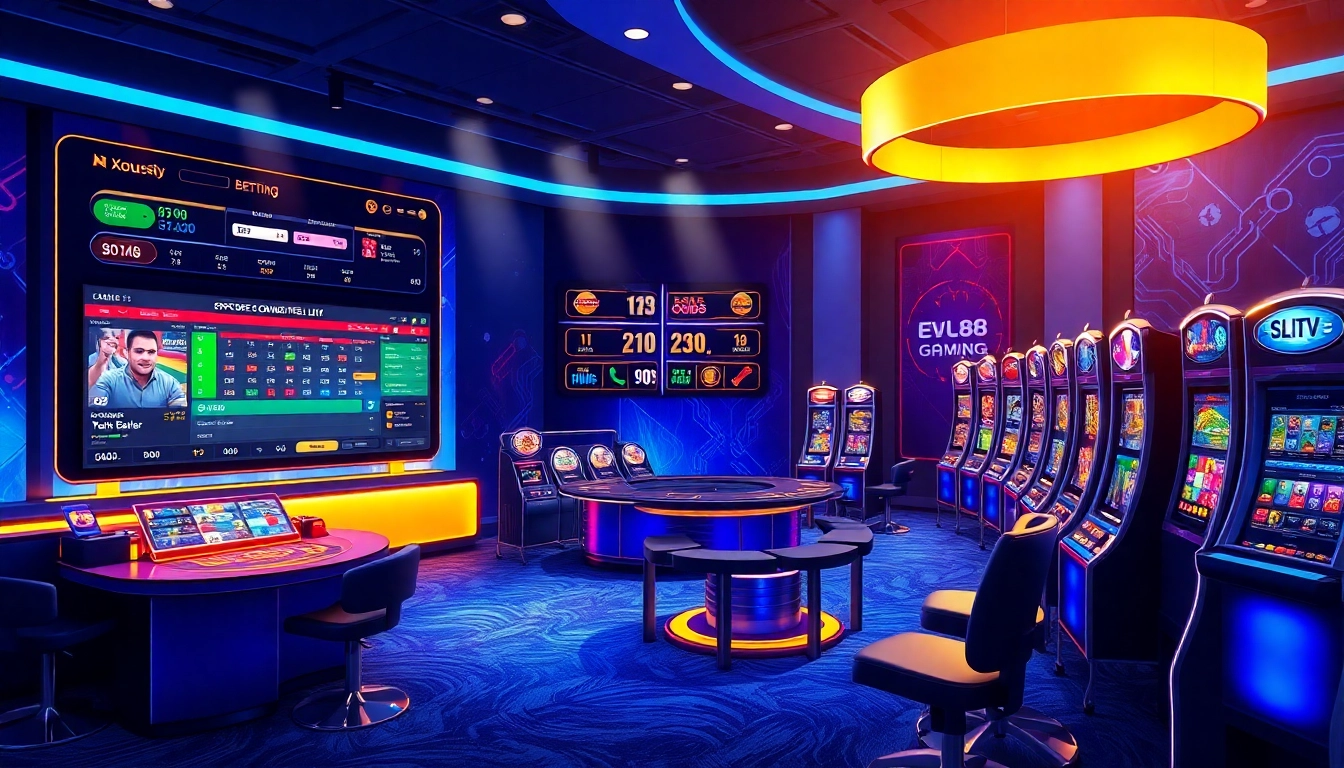 Engaging online gaming atmosphere at ev88win.live showcasing sports betting and casino elements.
