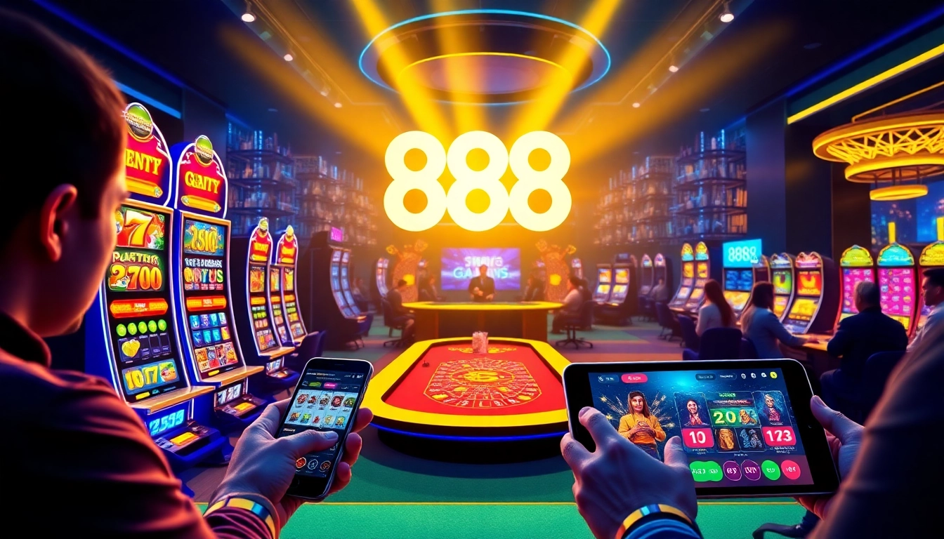 Experience the thrill of gaming at 888b.rodeo with vibrant casino visuals and engaging players.